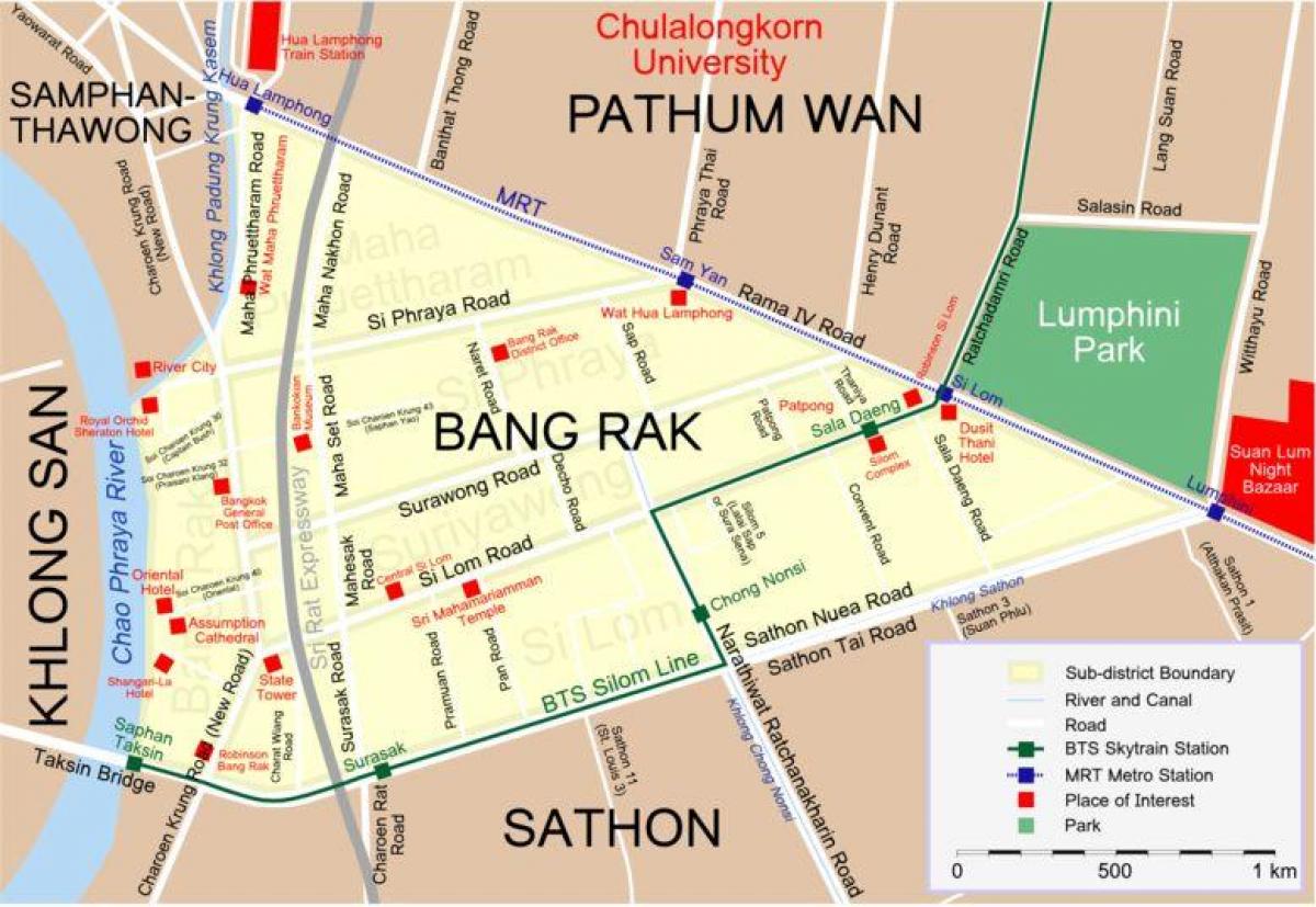 mapa de bangkok distrito de luz roja