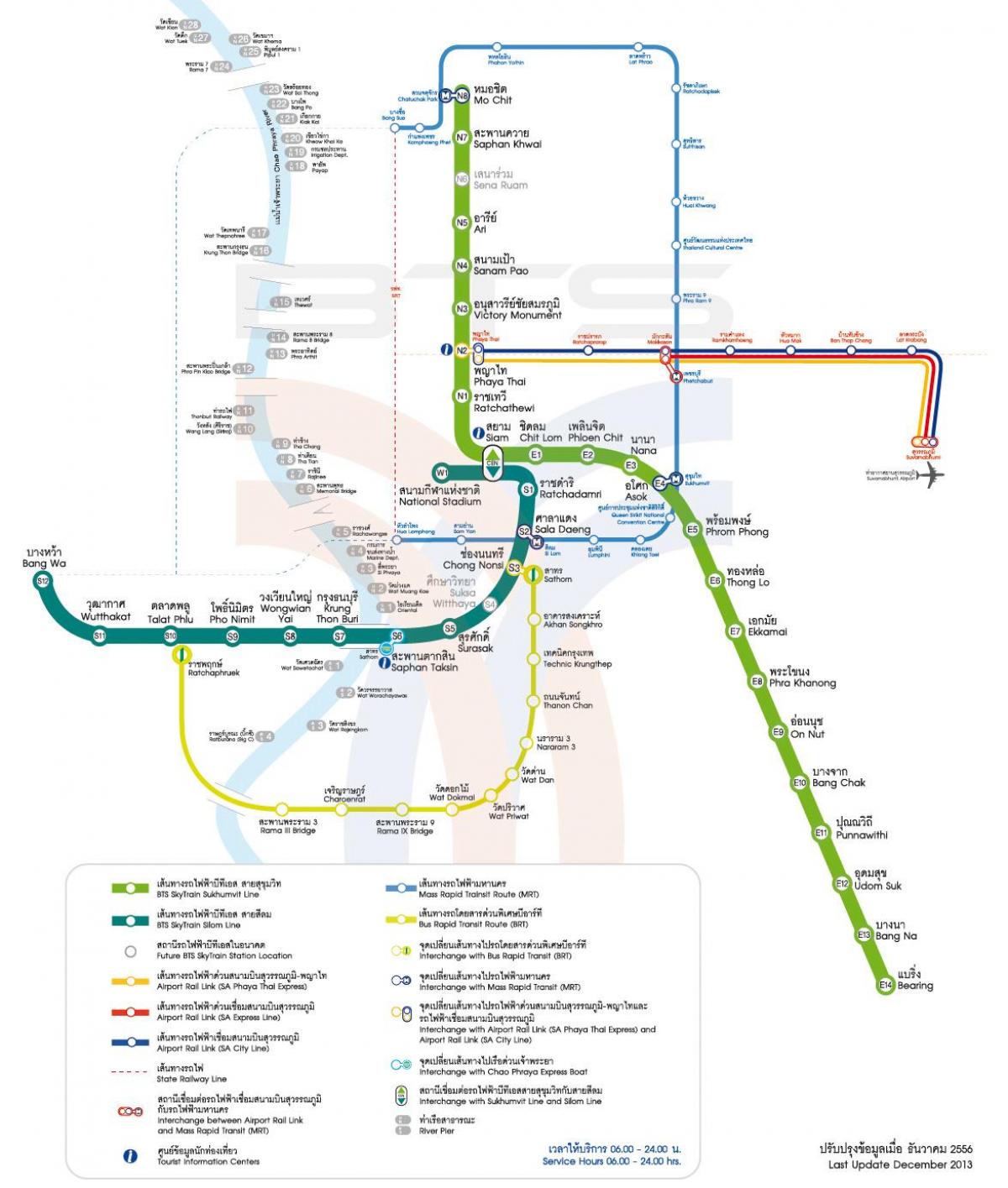 mapa de trenes de la ciudad de bangkok