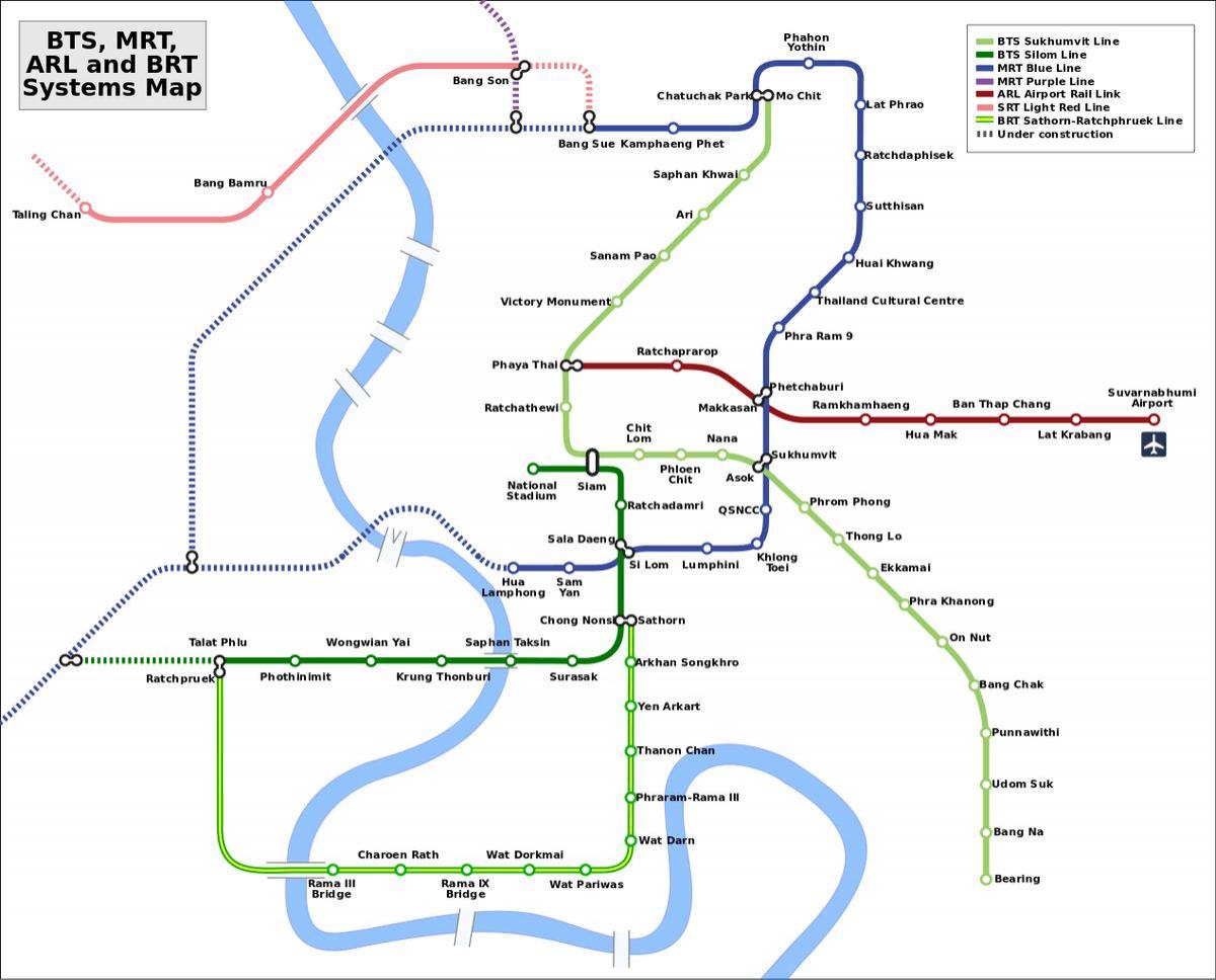 airport rail link del mapa de bangkok