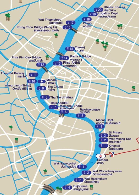 barco por el río bangkok mapa