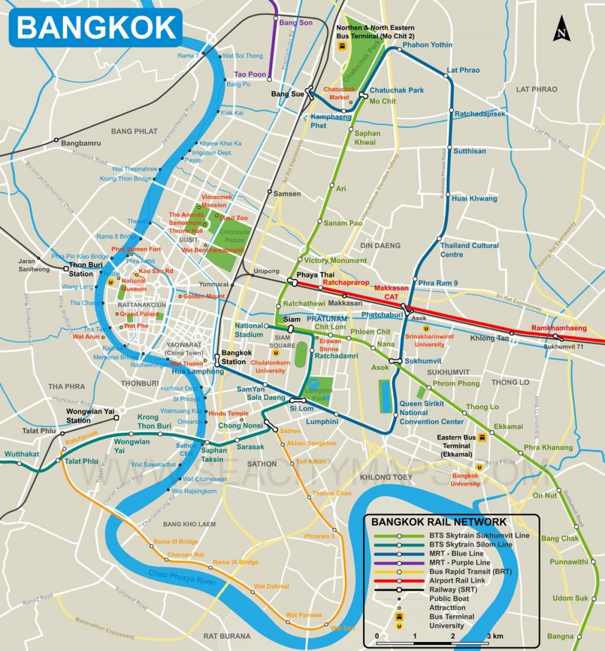 mapa de bangkok centro de la ciudad