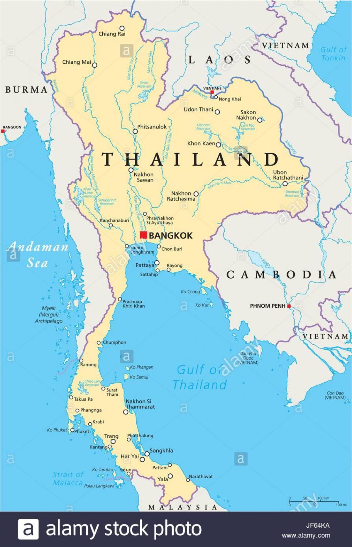 bangkok en un mapa del mundo