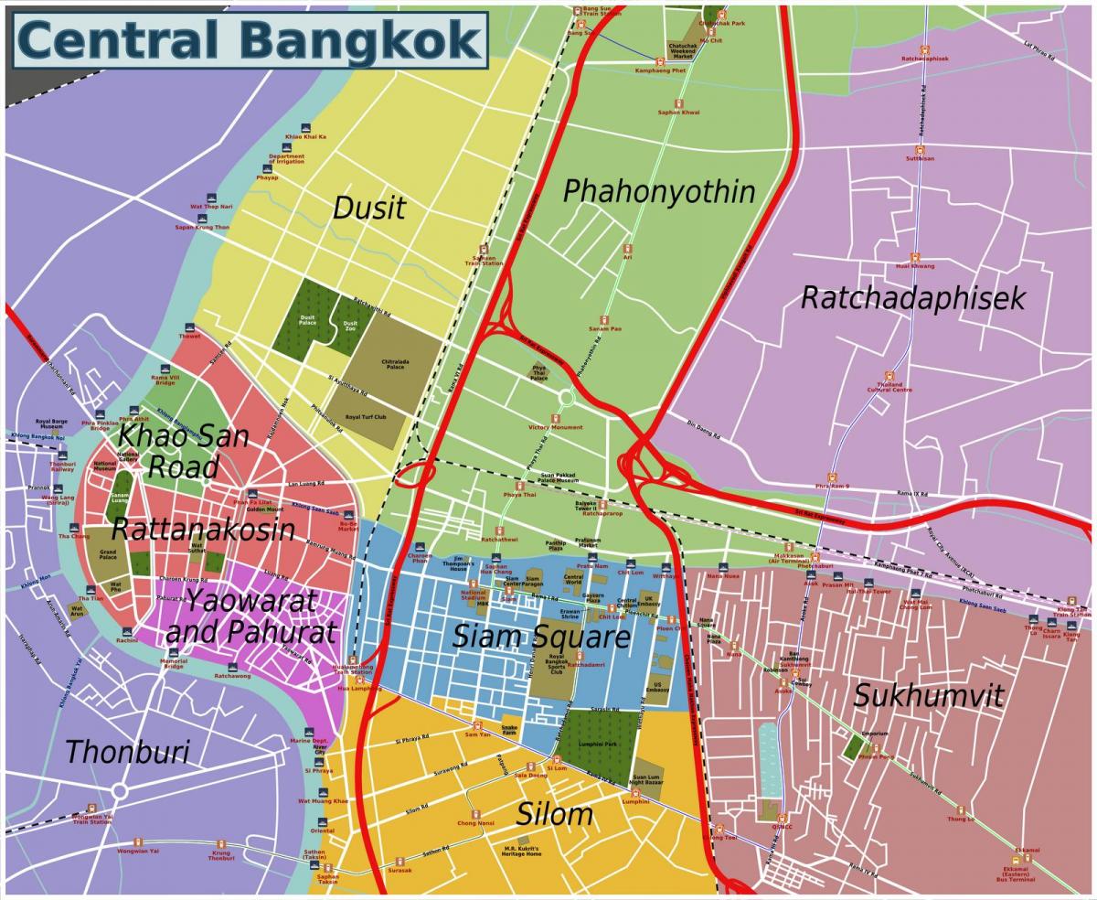 áreas de bangkok mapa