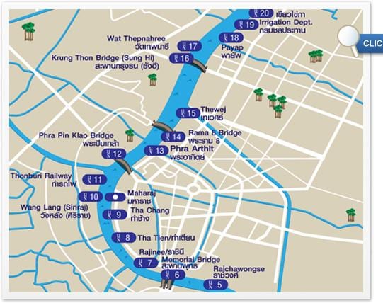 mapa de bangkok río express boat
