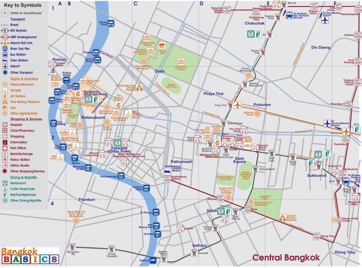 mapa del centro de bangkok