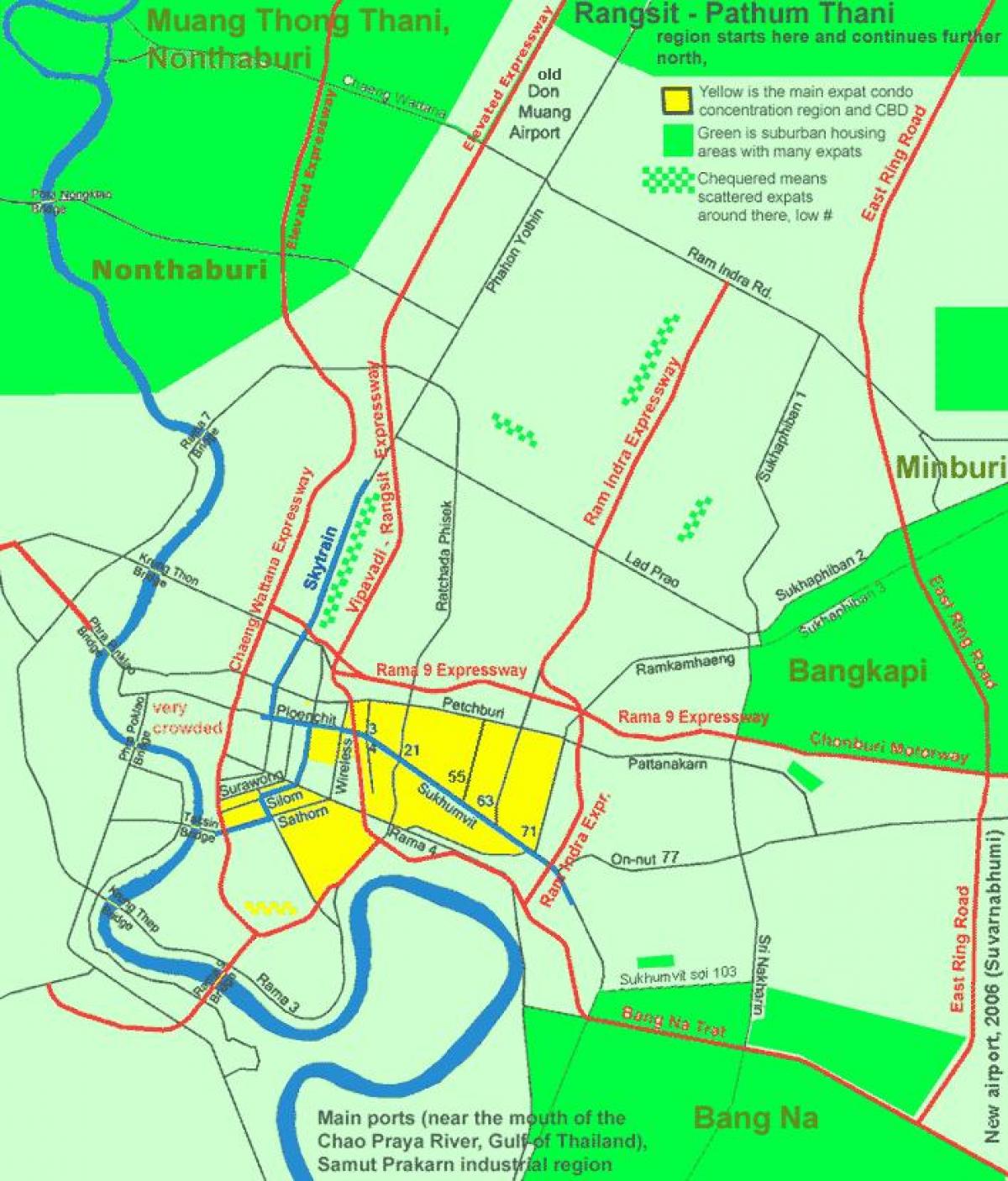 el centro de bangkok mapa de la zona
