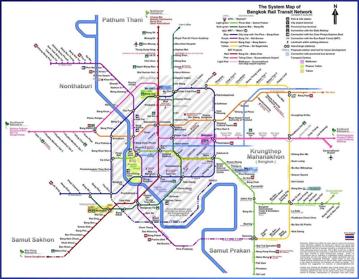 bangkok mapa de ruta de autobús