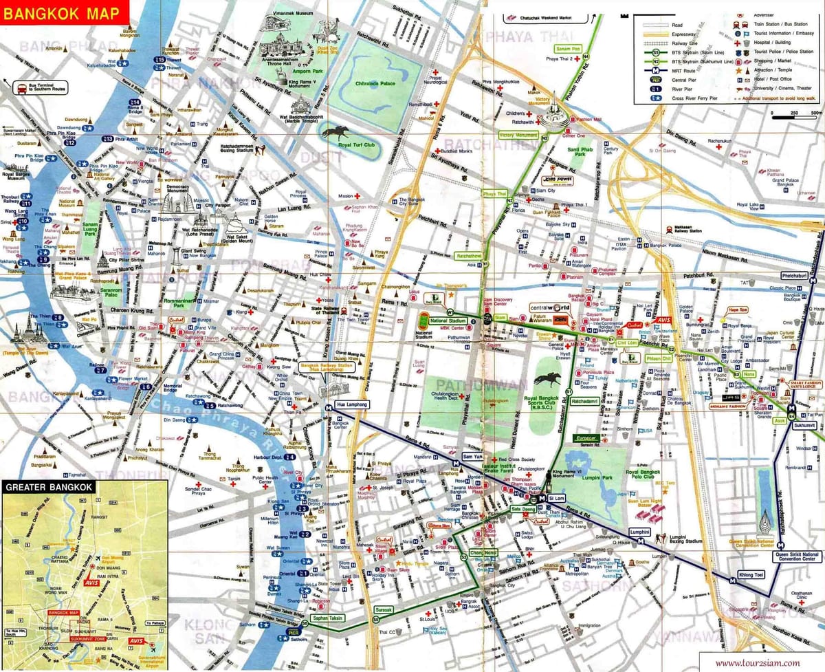bangkok mapa turístico inglés