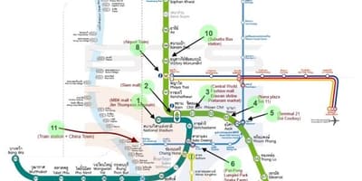 Mapa de bangkok bts mapa con lugares de interés