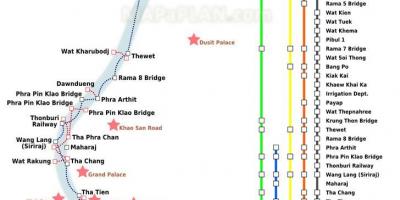 Bangkok ferry del río mapa