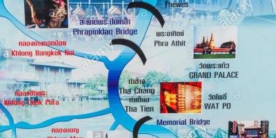 Mapa de río chao phraya de bangkok