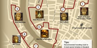 Mapa de bangkok templo tour