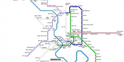 Mapa del metro de bangkok, tailandia